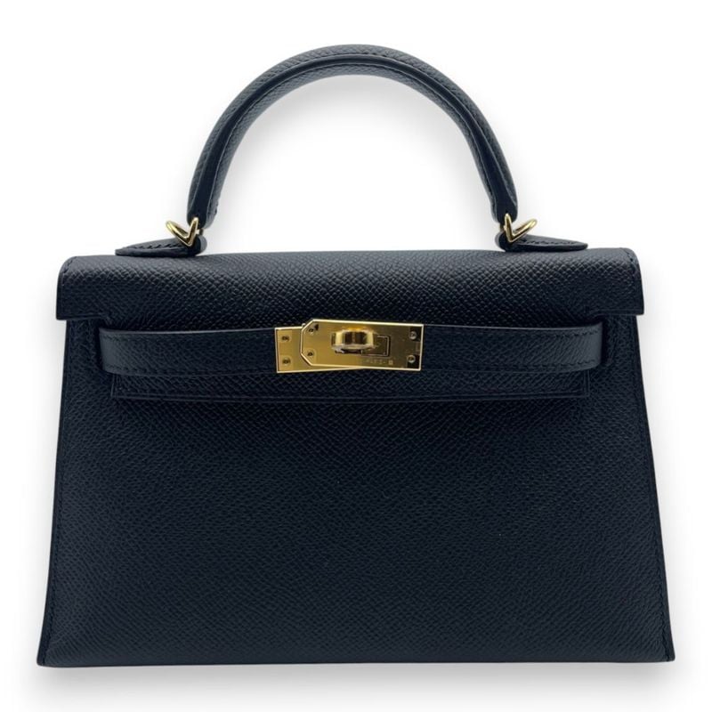 美品◎オーストリッチレザー 黒 ハンドバッグ フランスのケリーバック風◎ エルメス<br>ケリー 25cm 外縫い<br>クロ<br>オーストリッチ<br