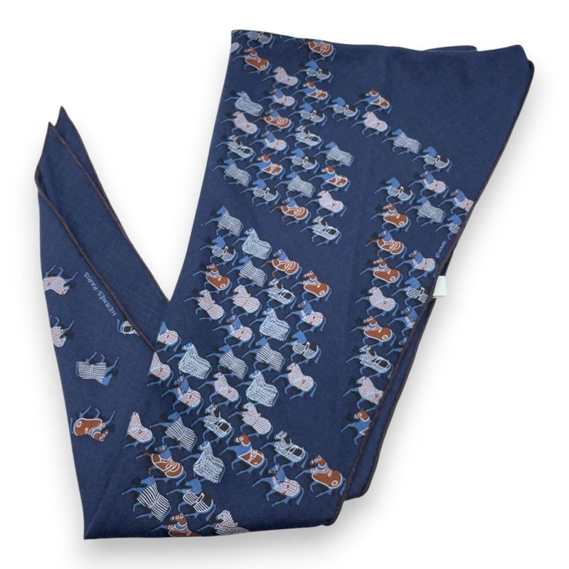 エルメス ロザンジュ パラード 75x200cm ブルーマリン カシミヤ/シルク