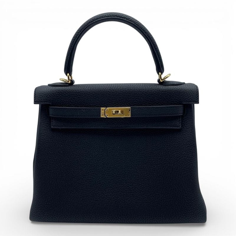 現金特価】エルメス ケリー25 ノワール ボックスカーフ ゴールド金具 W