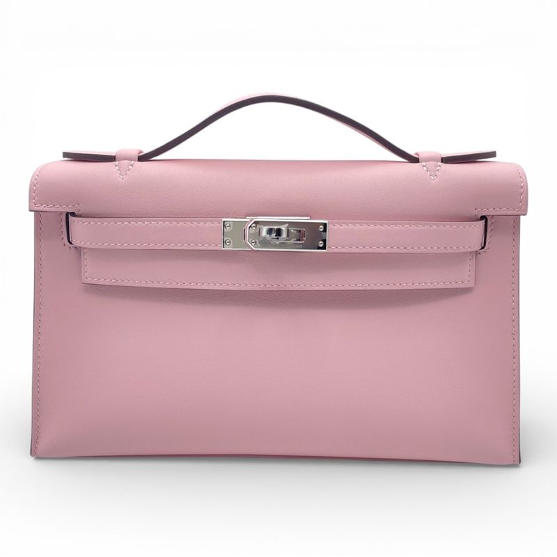 【現金特価】エルメス ポシェットケリー 22 ローズサクラ スイフト シルバー金具 K刻印