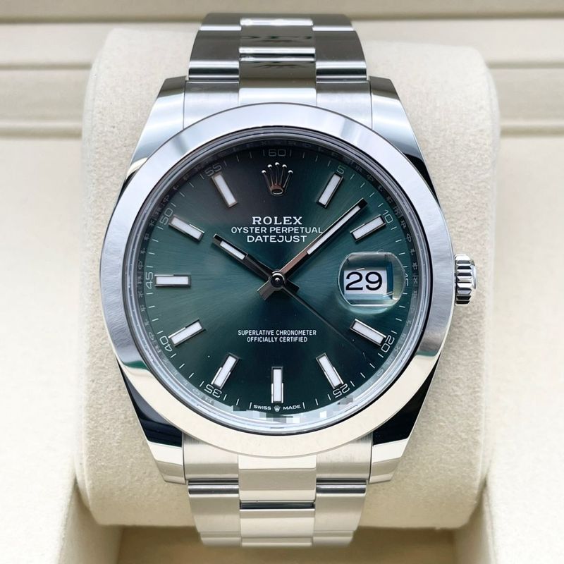 ロレックス デイトジャスト 126300 ミントグリーン オイスターブレスレット 41mm