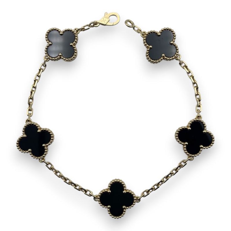 ヴァンクリーフ＆アーペル ヴィンテージアルハンブラ 5P ブレスレット VCARA41300 オニキス イエローゴールド