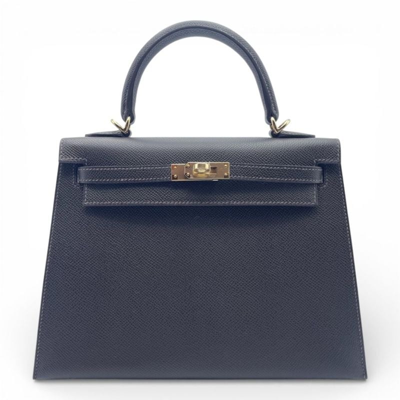 現金特価】エルメス ケリー25 ノワール ボックスカーフ ゴールド金具 W