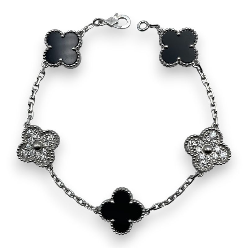 ヴァンクリーフ＆アーペル ヴィンテージアルハンブラ 5P ブレスレット VCARP2R900 オニキス ダイヤモンド ホワイトゴールド