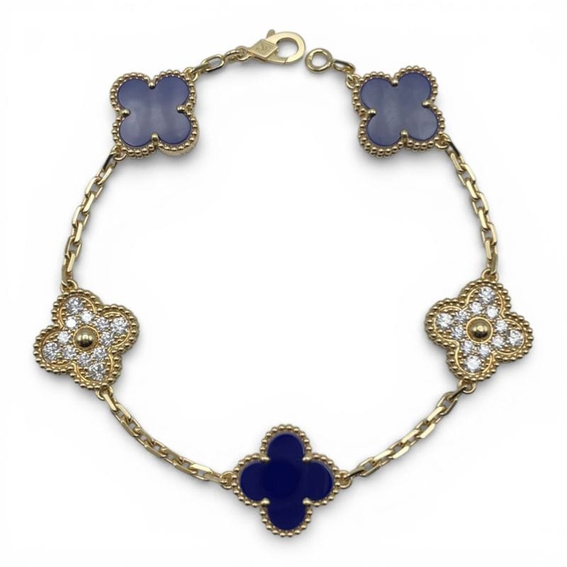 ヴァンクリーフ＆アーペル ヴィンテージアルハンブラ 5P ブルーセーブル・パヴェダイヤ ブレスレット VCARO9LW00  イエローゴールド