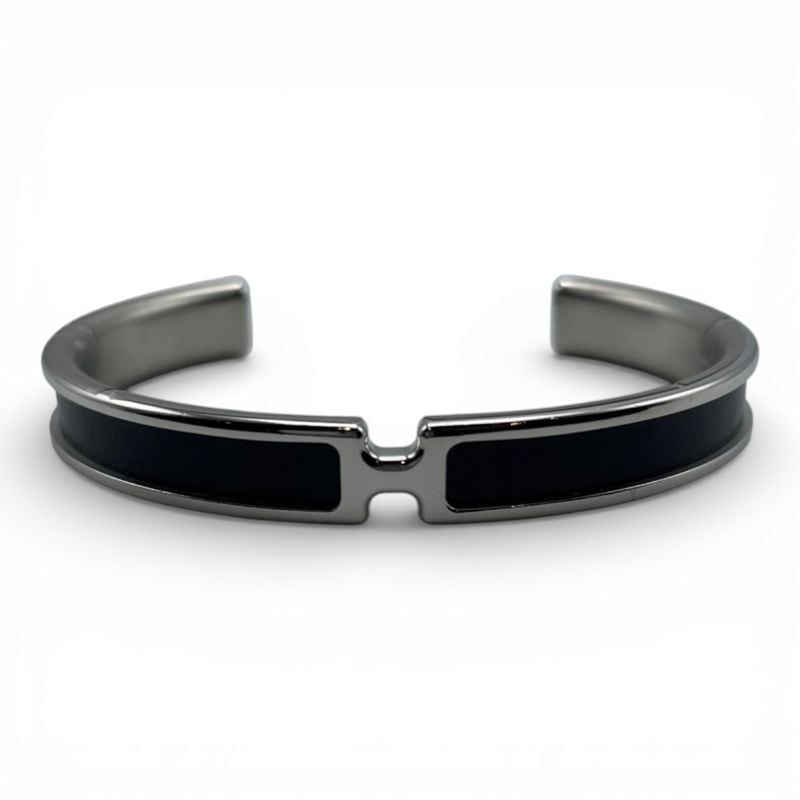 エルメス オランプ バングル T2 ノワール ボックスカーフ シルバー金具