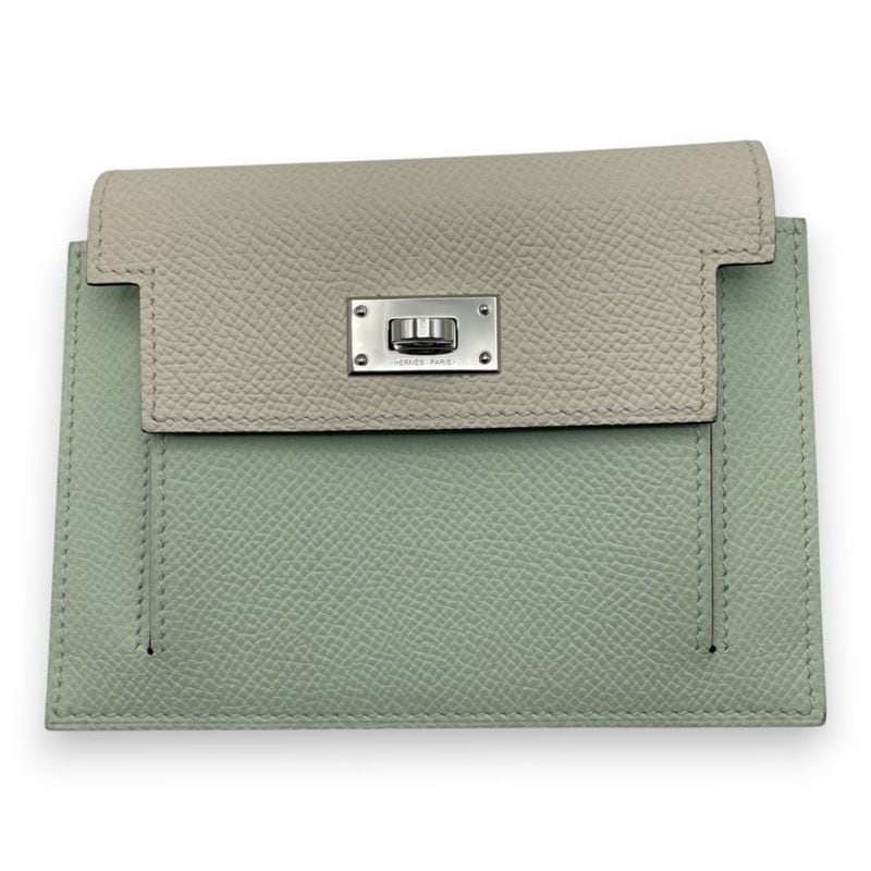 エルメス ケリーポケット コンパクト トリコロール ヴェールフィズ/ヴェールコミック/ナタ エプソン シルバー金具 B刻印