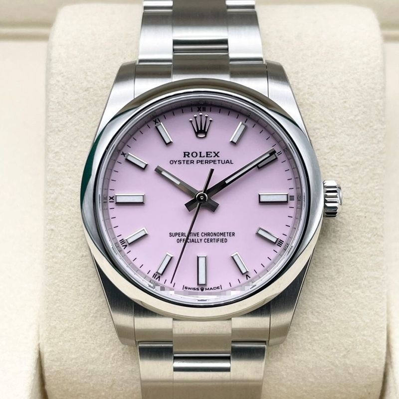 ロレックス オイスターパーペチュアル 124200 キャンディピンク オイスターブレス 34mm
