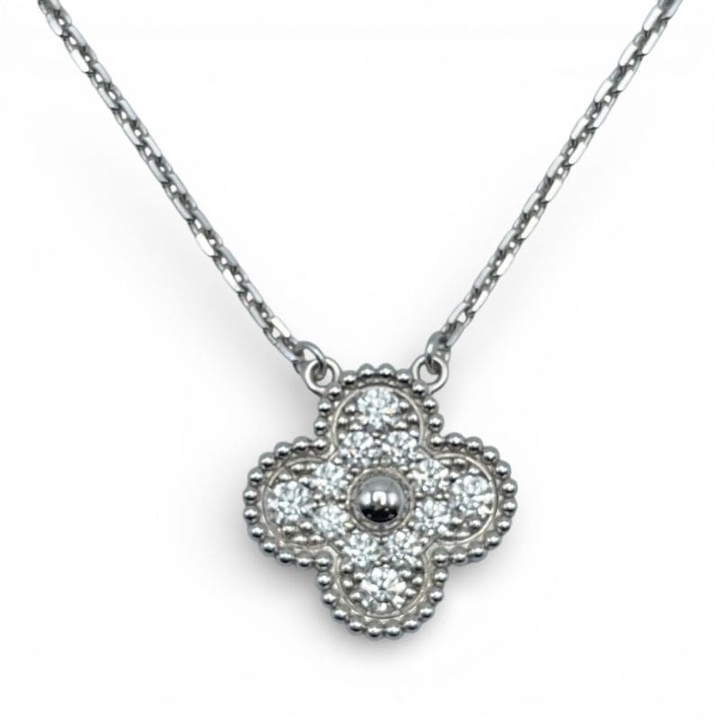 ヴァンクリーフ＆アーペル ヴィンテージアルハンブラ ネックレス VCAR46100 ダイヤモンド 18K ホワイトゴールド 42cm