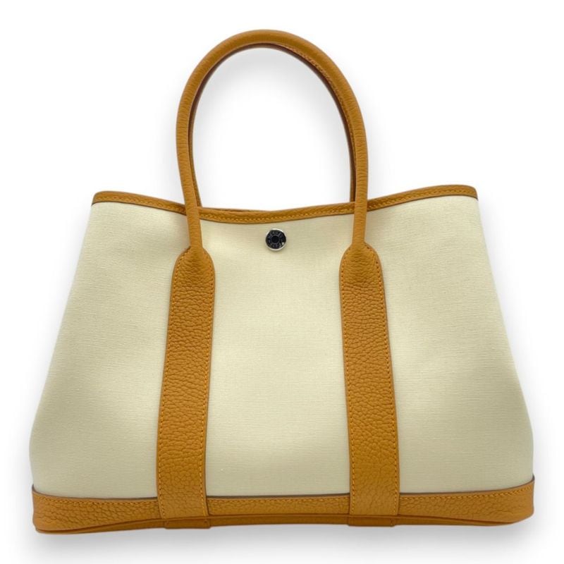 エルメス ガーデンパーティ TPM バニラ/ナチュラルサブレ トワルオフィシエ/ネゴンダ シルバー金具 W刻印