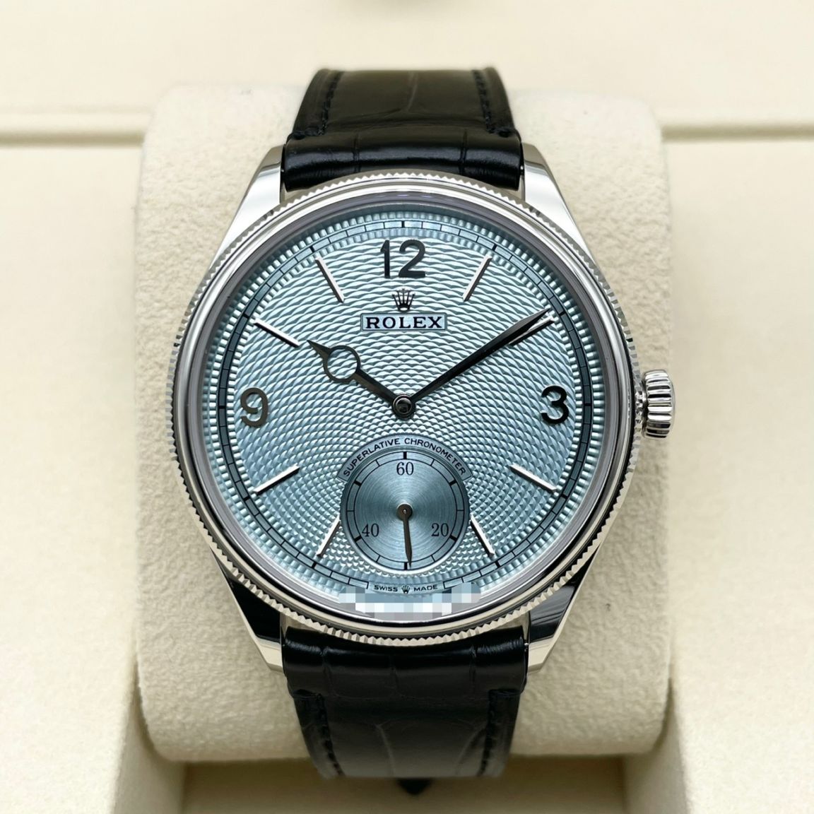 ロレックス 1908 52506 アイスブルー ブラックレザーベルト 39mm