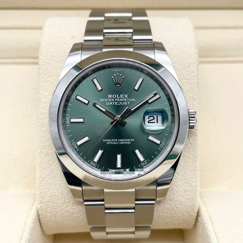 ロレックス デイトジャスト 126300 ミントグリーン オイスターブレスレット 41mm