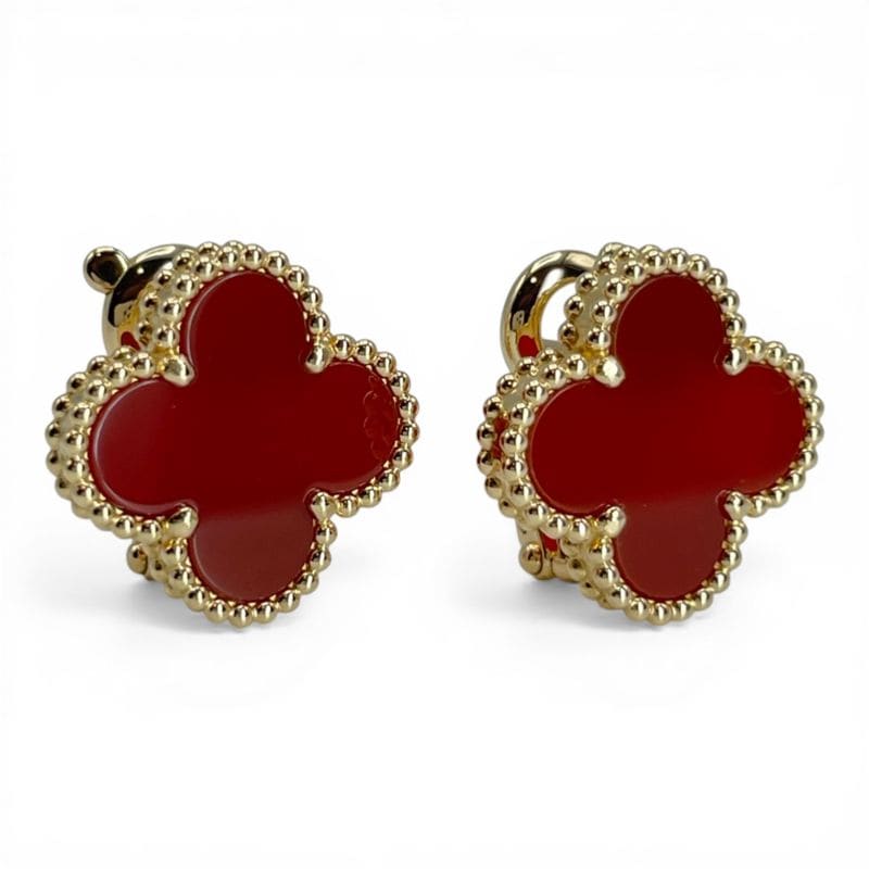 ヴァンクリーフ＆アーペル ヴィンテージ アルハンブラ イヤリング VCARD40400 カーネリアン 18K イエローゴールド