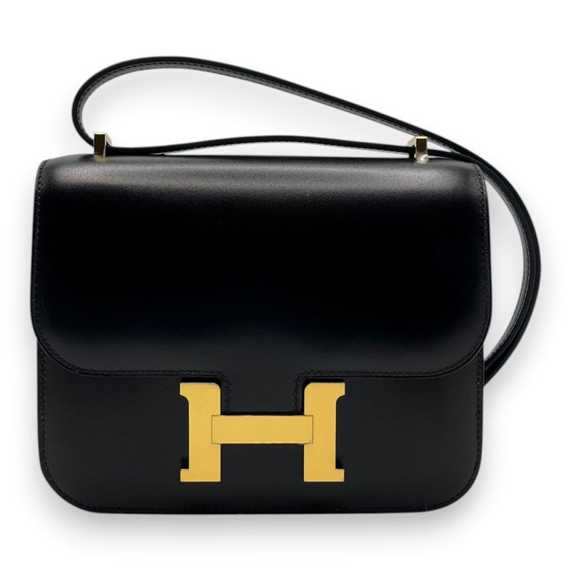 エルメス コンスタンスミニ 18 ブラック系 ボックスカーフ ゴールド金具 K刻印