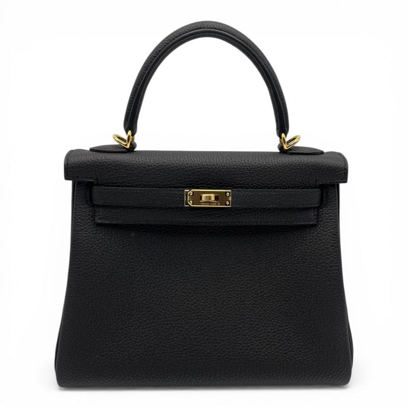 エルメス ケリー 25 ノワール トゴ ゴールド金具 G刻印