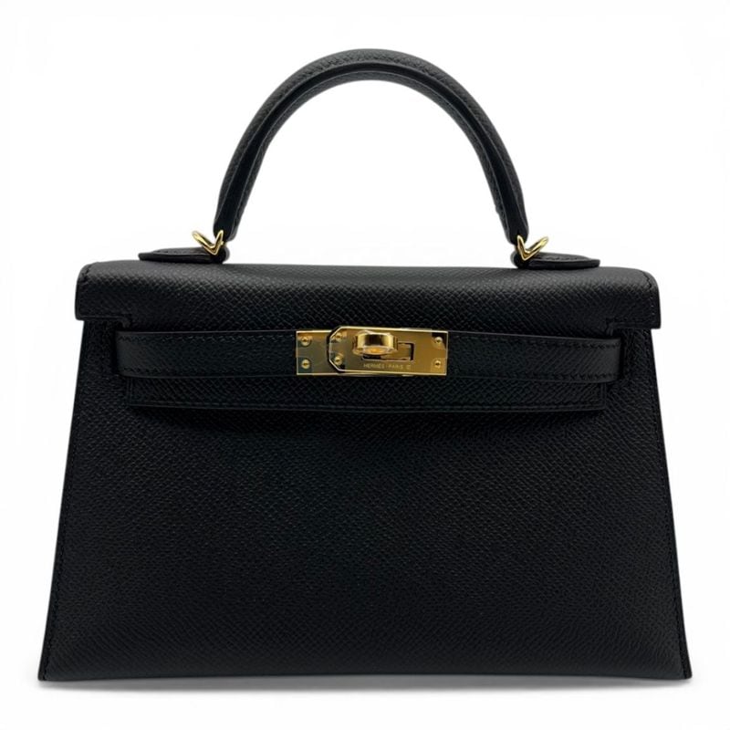 【現金特価】エルメス ミニケリー ノワール エプソン ゴールド金具 G刻印