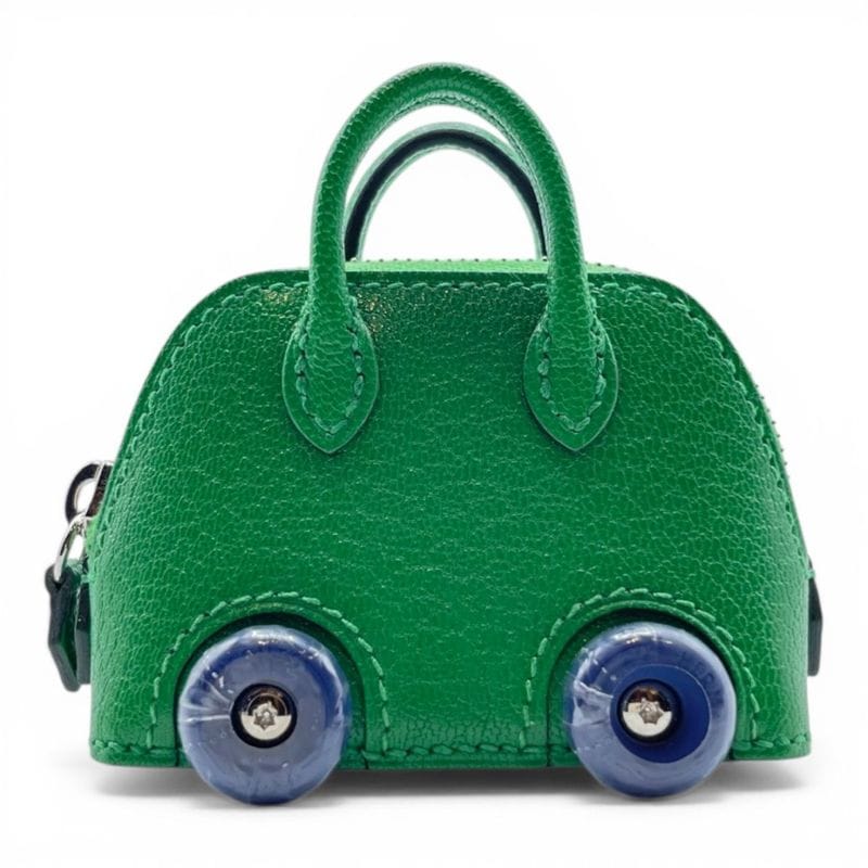 エルメス ボリード オン ホイールズ チャーム グリーン系 シェーブル シルバー金具 U刻印