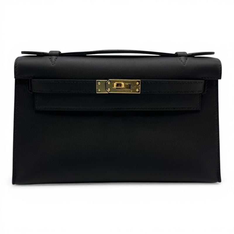 エルメス ポシェットケリー 22 ノワール スイフト ゴールド金具 K刻印