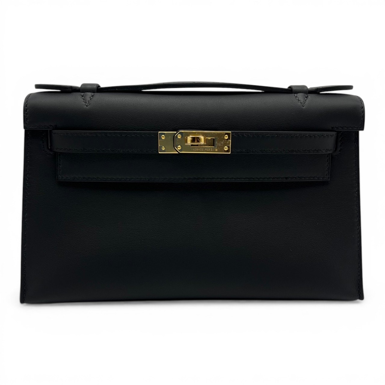 【ポシェットケリー】HERMES エルメス 空箱　付属品あり 031▲ 現金特価】エルメス ポシェットケリー 22 ノワール スイフト シルバー