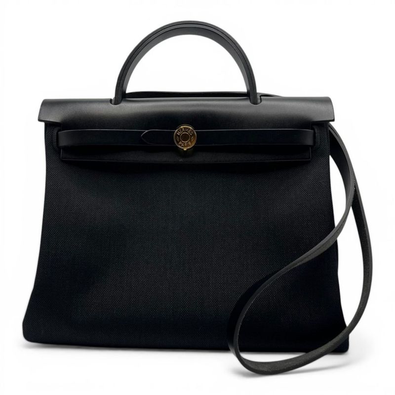 エルメス エールバッグジップ 31 PM ノワール トワルミリタリー/ヴァッシュハンター ゴールド金具 B刻印