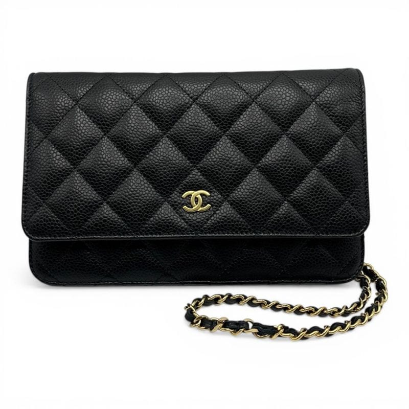 シャネル チェーンウォレット AP0250 ブラック キャビアスキン ゴールド金具