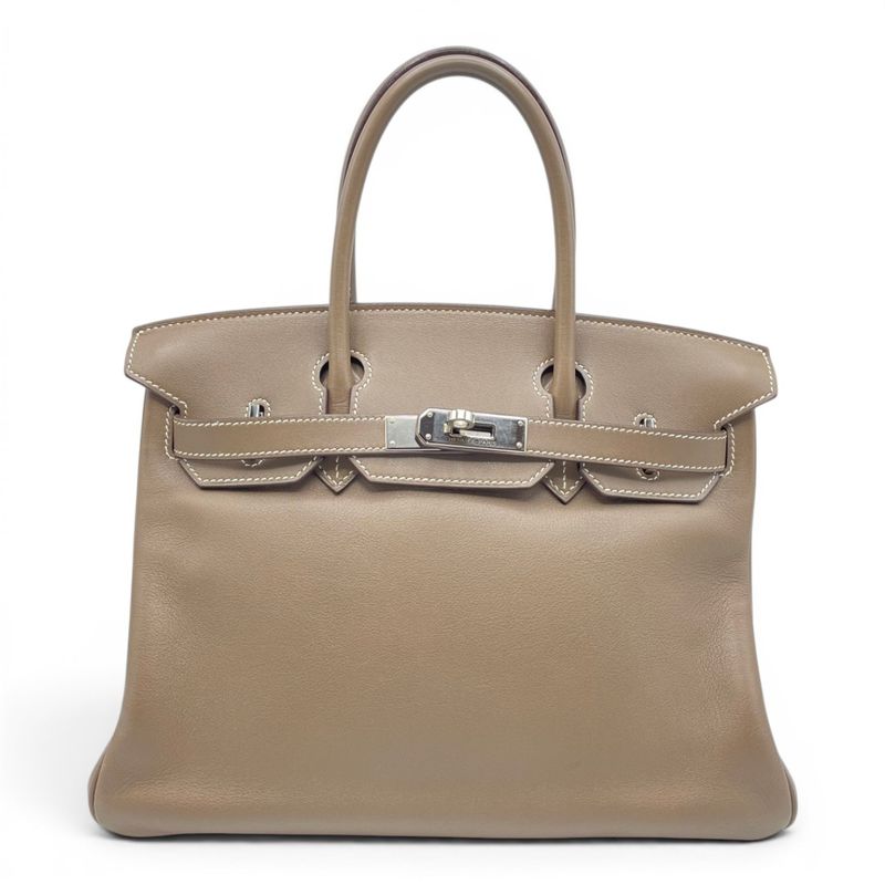 エルメス バーキン 30 エトゥープ スイフト シルバー金具 □J刻印