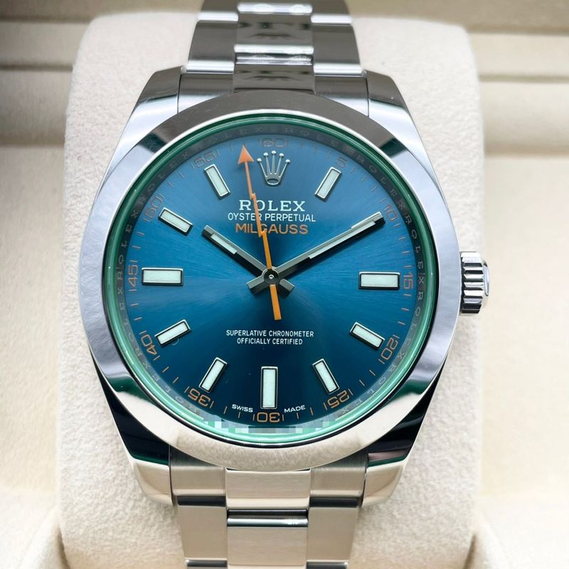 ロレックス ミルガウス 116400GV Zブルー オイスターブレス 40mm