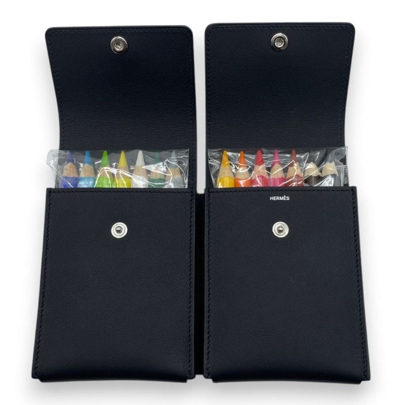 エルメス 色鉛筆ケース etui crayons de couleurs in the pocket ノワール スイフト シルバー金具 K刻印