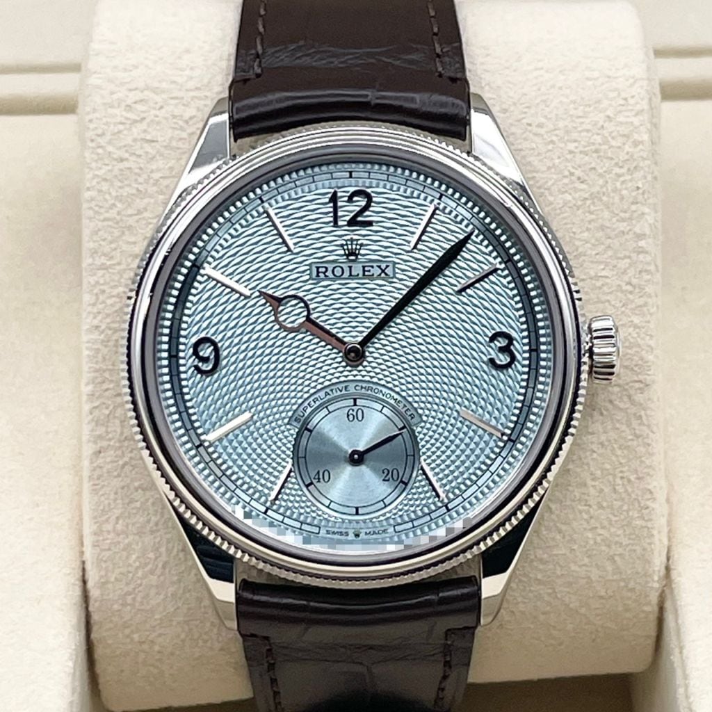 ロレックス 1908 52506 アイスブルー ブラックレザーベルト 39mm