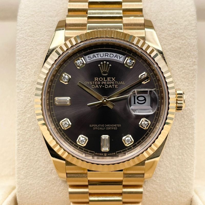 ロレックス デイデイト 128238 ダークグレー 10Pダイヤ プレジデントブレスレット 36mm