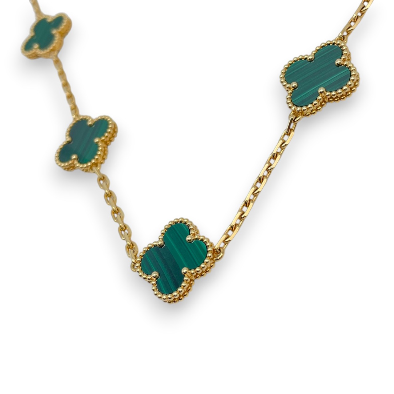 【定価以下】ヴァンクリーフ&アーペル ヴィンテージ アルハンブラ ネックレス 10モチーフ VCARO3QJ00 マラカイト 18K イエローゴールド