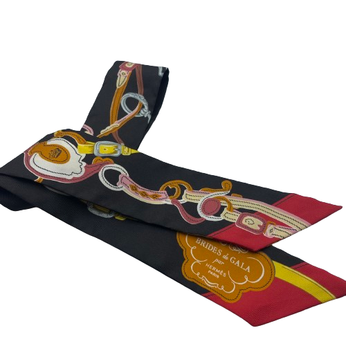 エルメス ツイリー ブリッド・ドゥ・ガラアップリケピケ シルクツイル