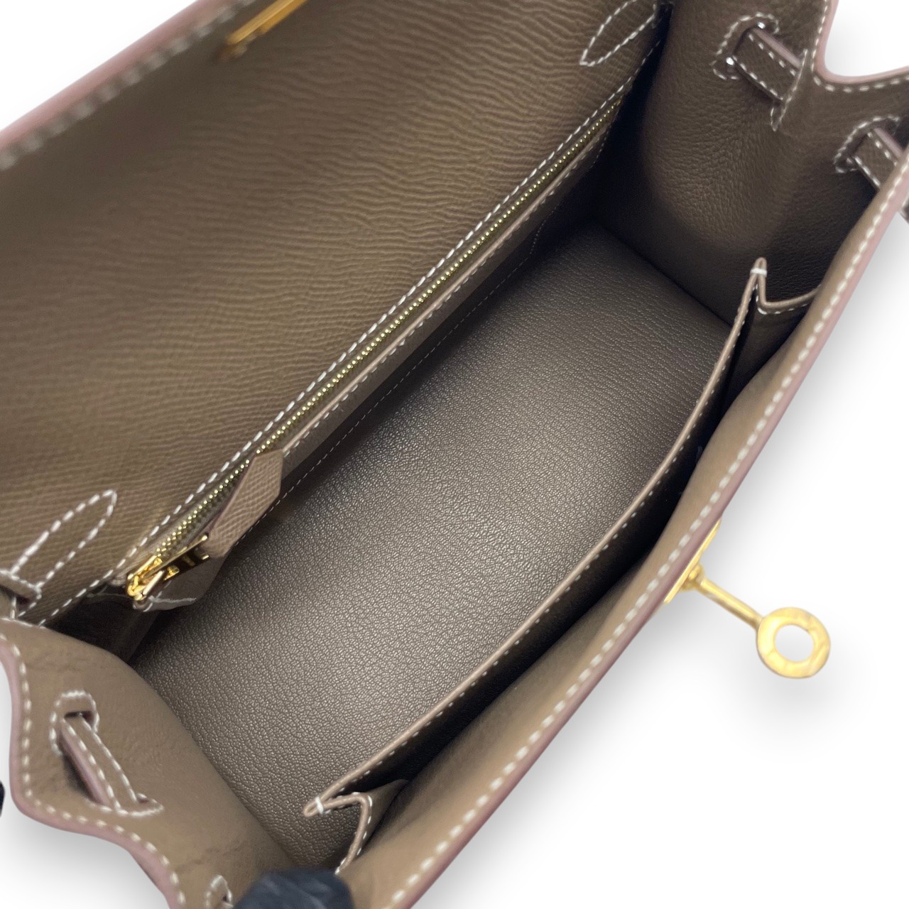 エルメス ケリー 25 エトゥープ エプソン ゴールド金具 G刻印