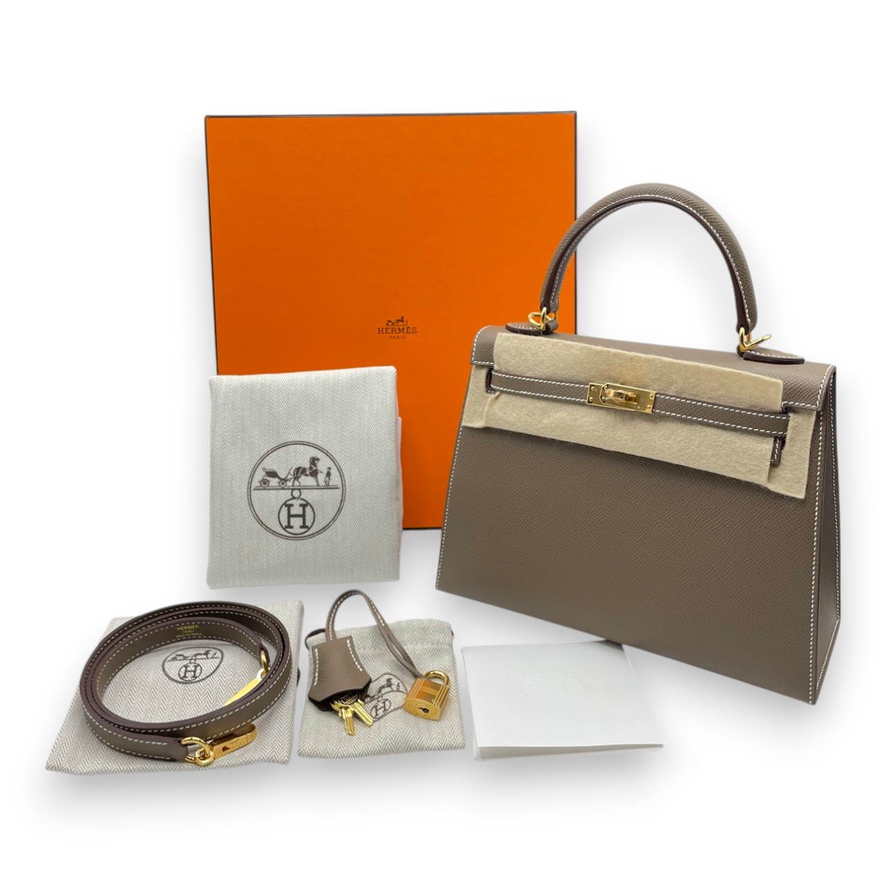 【本日限定】ハンドバッグ 25 エトゥープ　ゴールド金具　新品 エルメス ケリー 25 エトゥープ エプソン ゴールド金具 G刻印