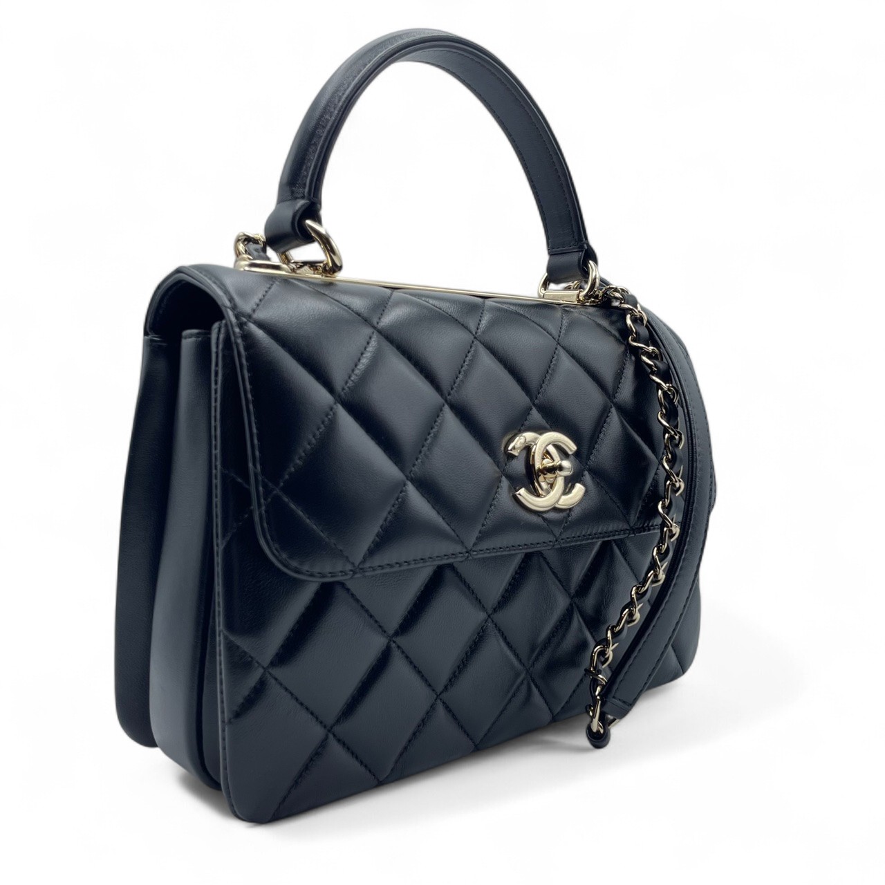 Chanel(シャネル) A92236ブラックラムスキンゴールドメタル シャネル トップハンドル フラップ バッグ A92236 ラムスキン