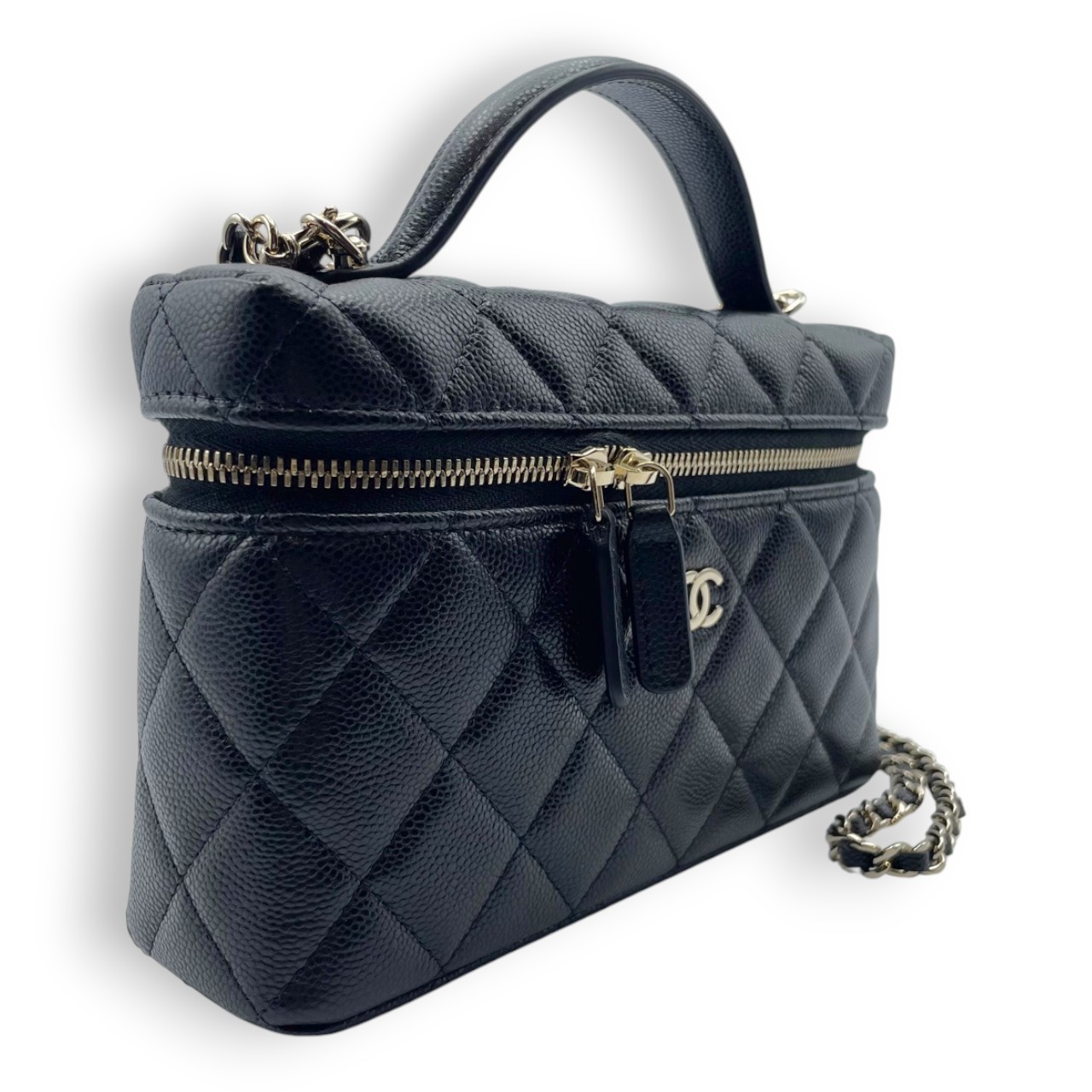 ★ぷん@様★専用★CHANEL ブラック　キャビアスキンバニティバッグ シャネル マトラッセ バニティバッグ 19 ブラック キャビアスキン