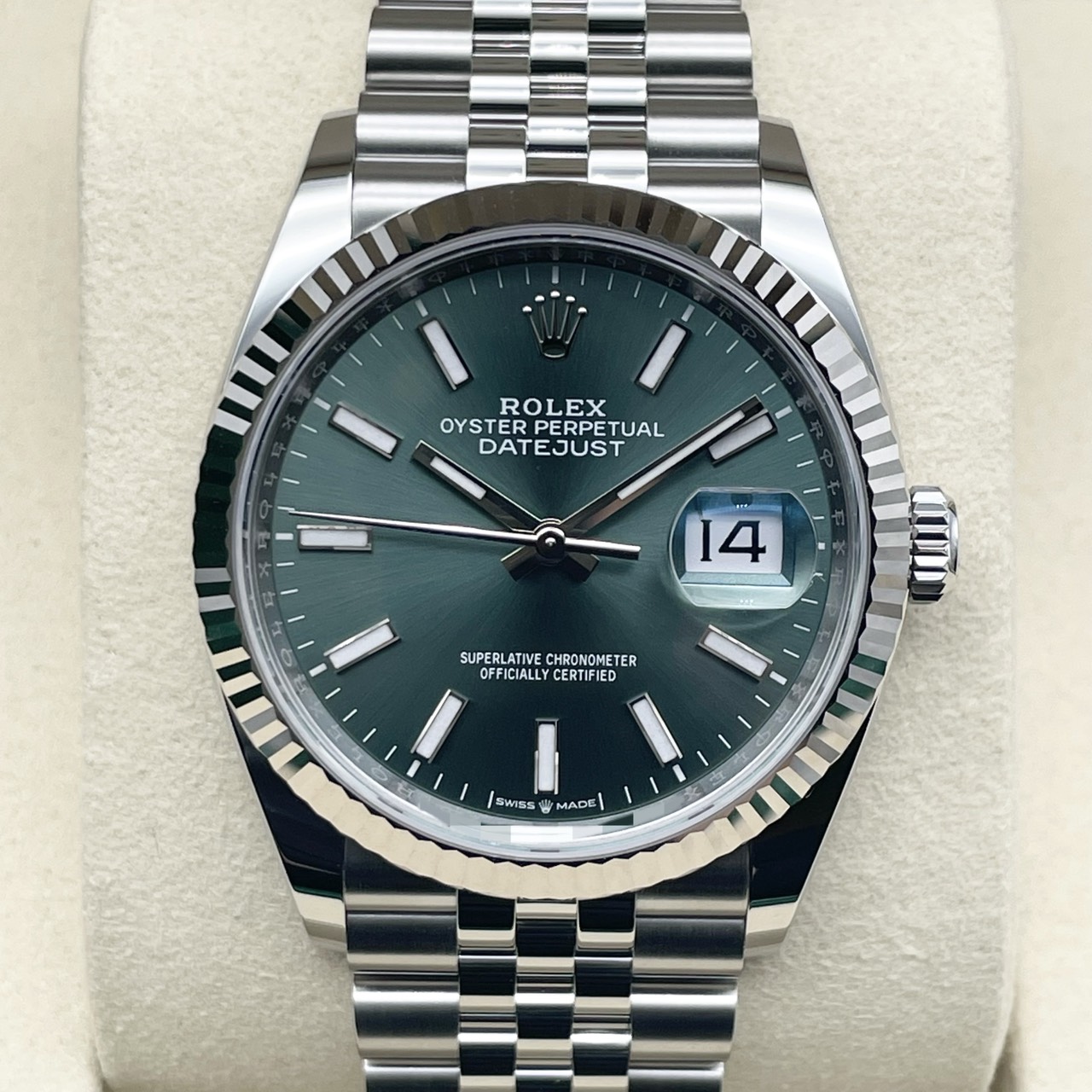 【25年11月ギャラ！】ロレックス デイトジャスト 126234 ミントグリーン ジュビリーブレス 36mm