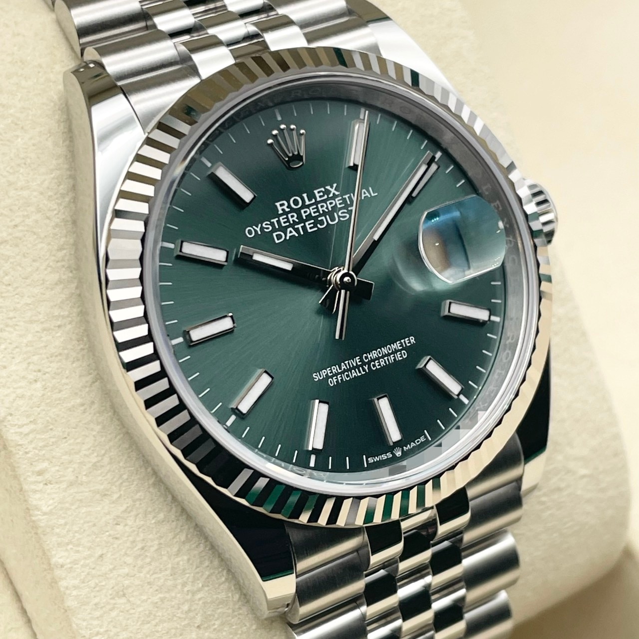 【25年11月ギャラ！】ロレックス デイトジャスト 126234 ミントグリーン ジュビリーブレス 36mm