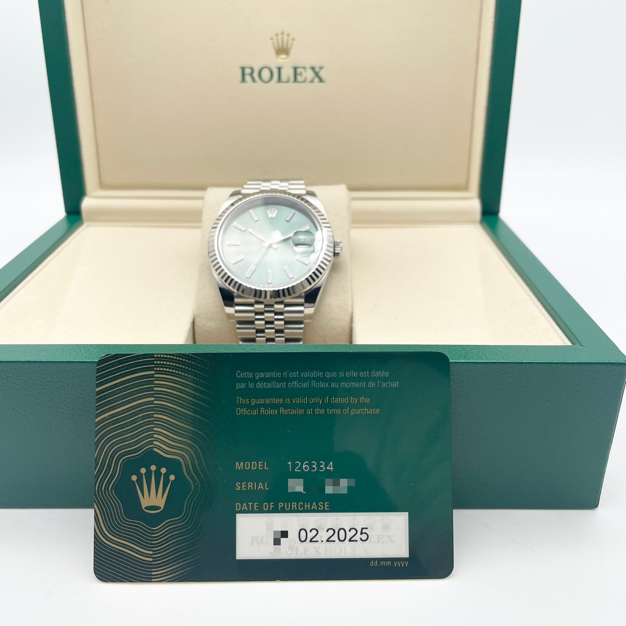 ロレックス デイトジャスト 126334 ミントグリーン ジュビリーブレスレット 41mm