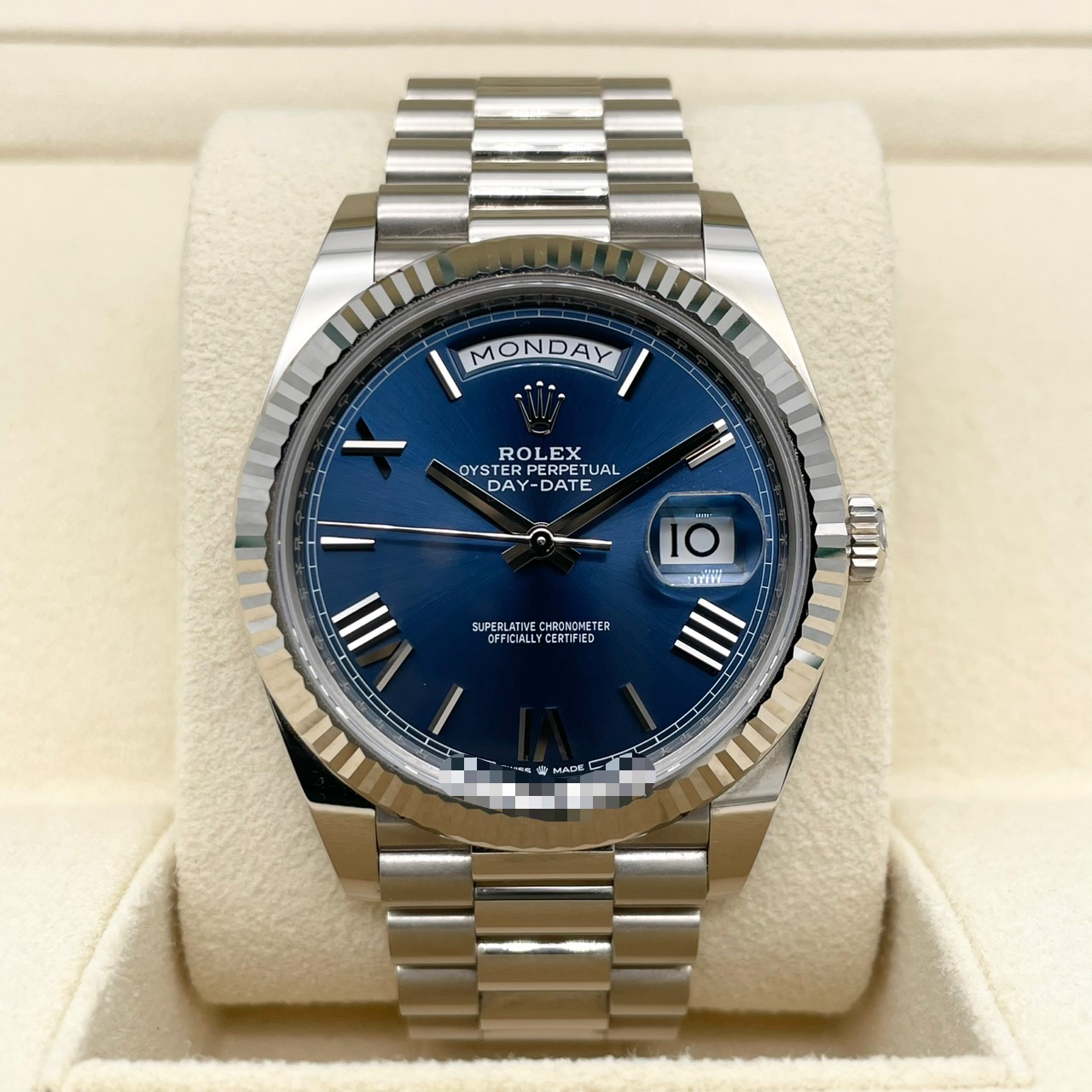 ロレックス デイデイト 228239 ブルーローマン ホワイトゴールド 40mm