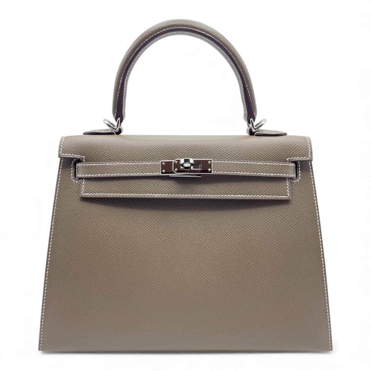 エルメス ケリー 25 エトゥープ エプソン シルバー金具 D刻印