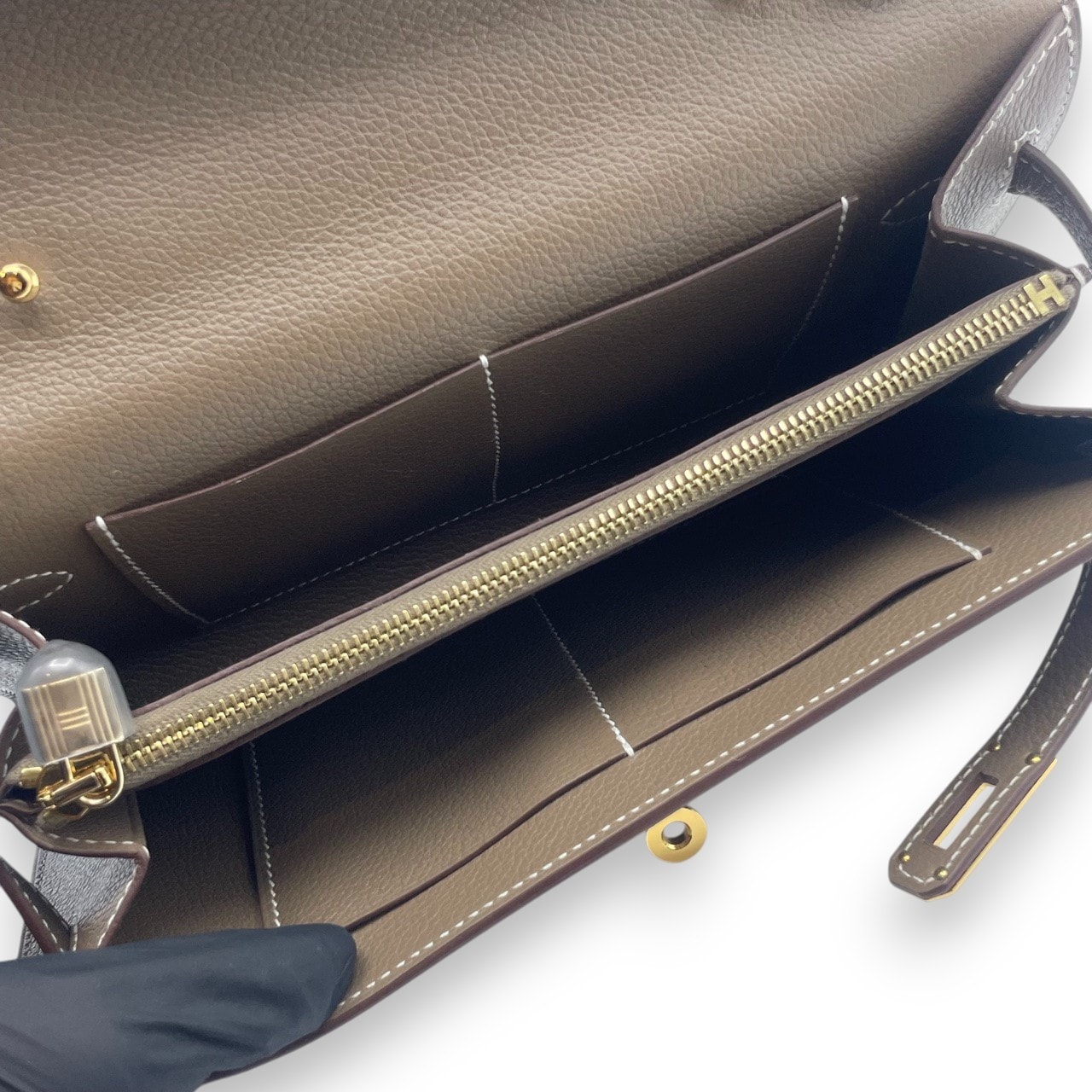 エルメス ケリートゥーゴー エトゥープ エバーカラー ゴールド金具 W刻印