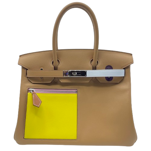 エルメス バーキン カラーマティック 30 チャイ/ライム/カシス スイフト シルバー金具 B刻印