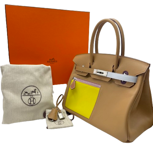 エルメス バーキン カラーマティック 30 チャイ/ライム/カシス スイフト シルバー金具 B刻印