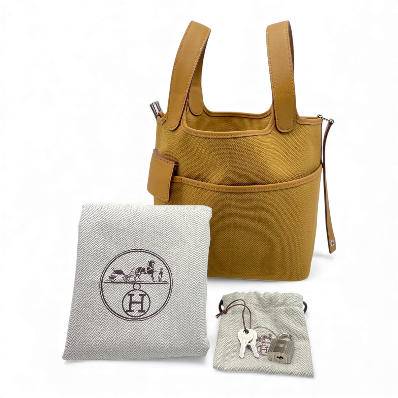 エルメス ピコタンロック カーゴ PM セサミ トワルゴエラン/スイフト シルバー金具 Z刻印