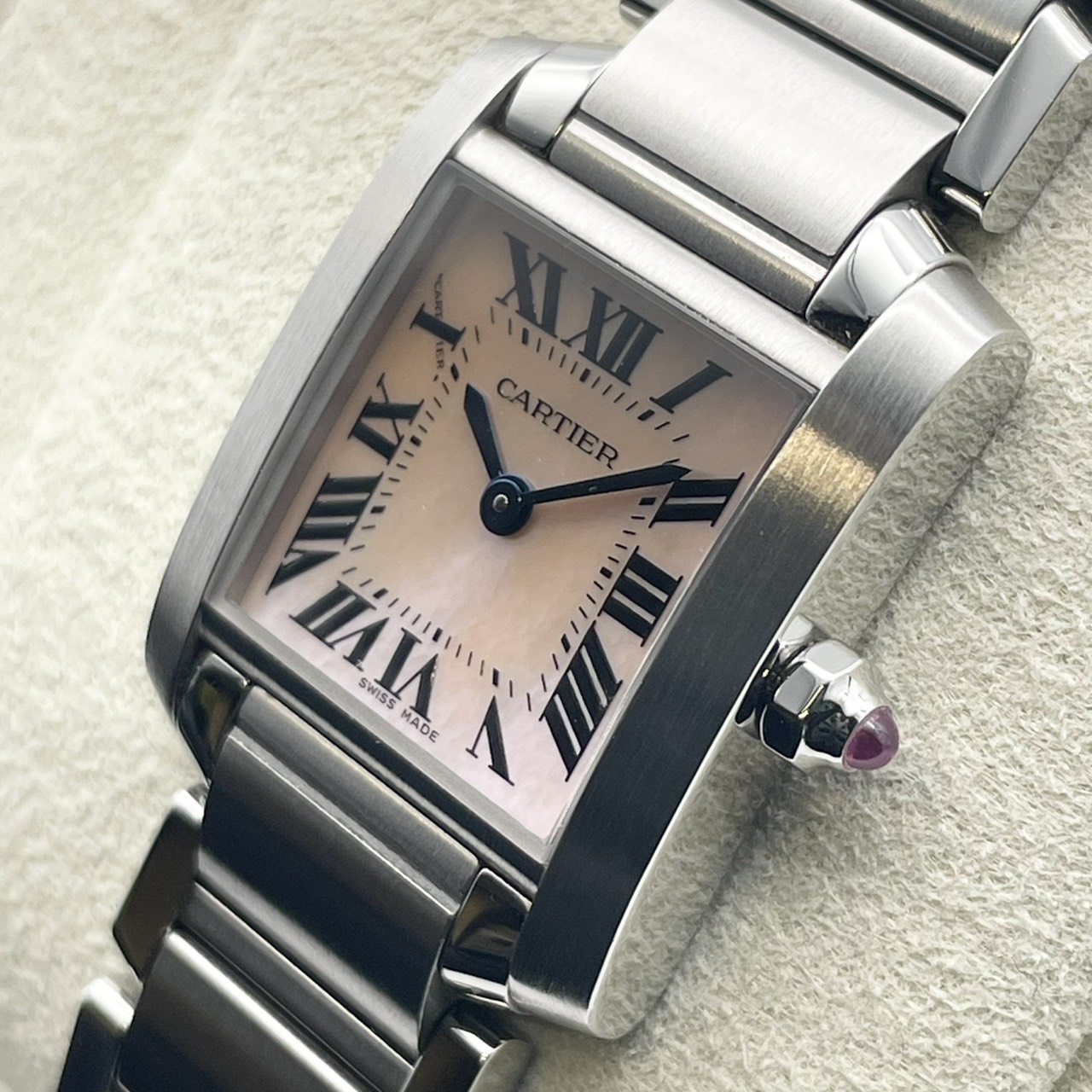 カルティエ タンクフランセーズSM ピンクシェル W51028Q3 ステンレススチール クォーツ