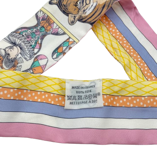 エルメス ツイリー Grand Theatre Nouveau ホワイト/イエロー シルク