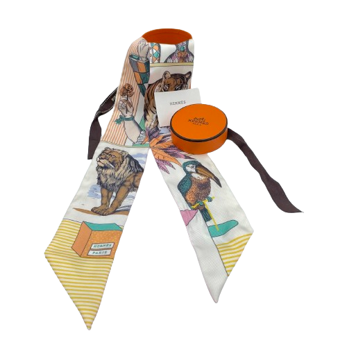 エルメス ツイリー Grand Theatre Nouveau ホワイト/イエロー シルク