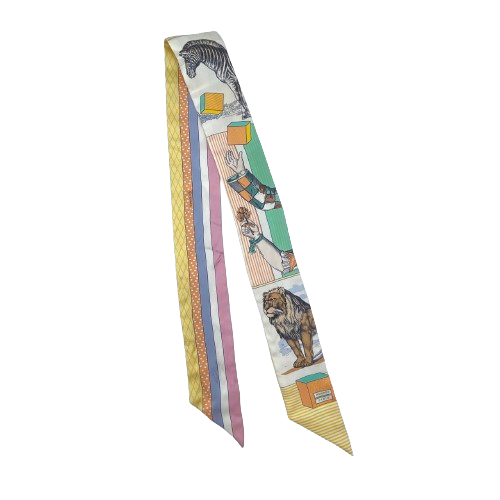 エルメス ツイリー Grand Theatre Nouveau ホワイト/イエロー シルク