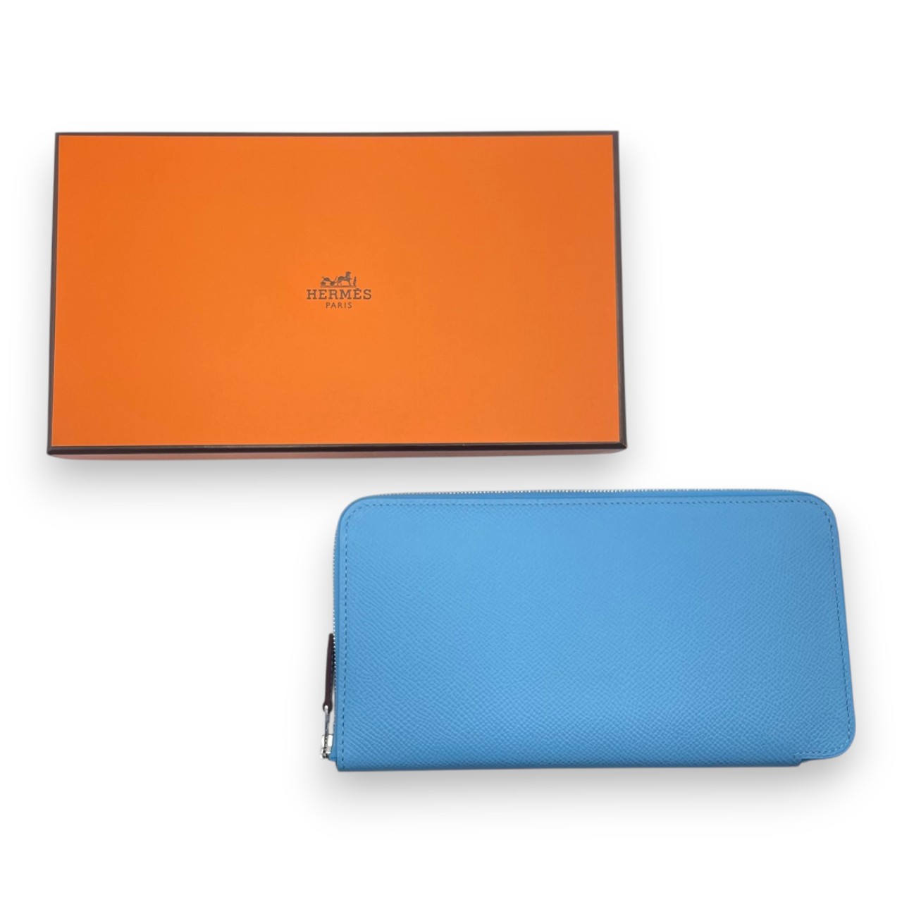 エルメス アザップロング シルクイン 20 セレステ エプソン シルバー